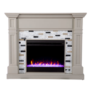 Electric fireplace w/ marble surround and color changing flames Image 8