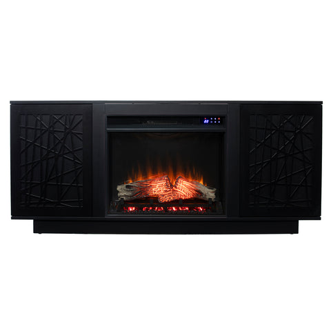 Image of Low-profile media cabinet w/ electric fireplace Image 3