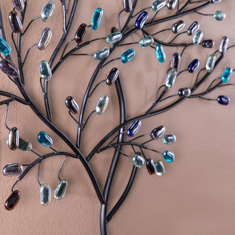 Image of Tree-inspired wall décor with multicolor glass accents Image 2