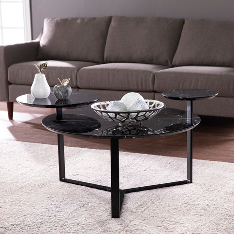 Image of Saxelby Faux Marble Cocktail Table