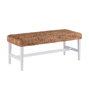 Standerson White Woven Coffee Table Bench