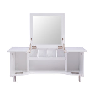 Wall Mount Ledge w/ Vanity Mirror - Transitional Style - White