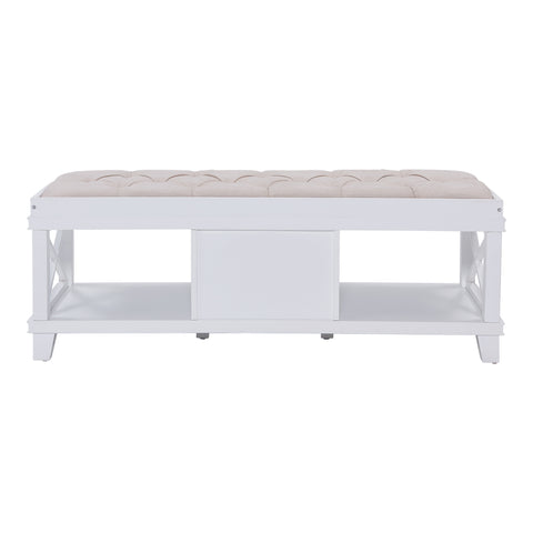 Image of Wyndcliff White Upholstered Storage Bench