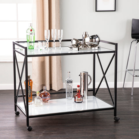 Image of Faux marble bar cart w/ wheels Image 1