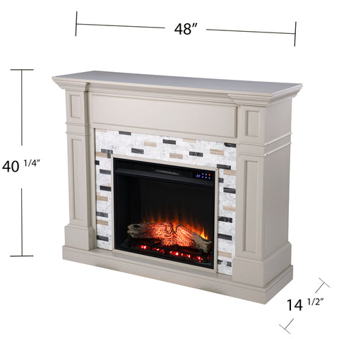 Image of Classic electric fireplace with multicolor marble surround Image 7