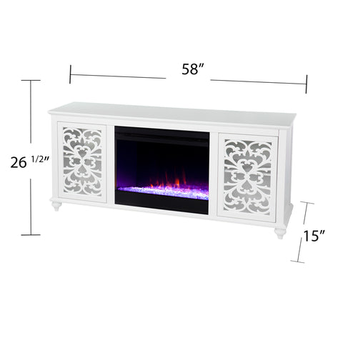 Image of Low-profile media console w/ color changing fireplace Image 7