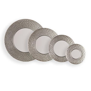 Callari Silver Sphere Wall Mirror 4pc Set- Hammered Silver