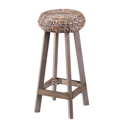 Image of Rutina Round Backless Water Hyacinth 30" Barstools 2pc Set - Weathered Gray