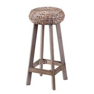 Rutina Round Backless Water Hyacinth 30" Barstools 2pc Set - Weathered Gray