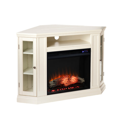 Image of Electric fireplace curio cabinet w/ corner convenient functionality Image 4