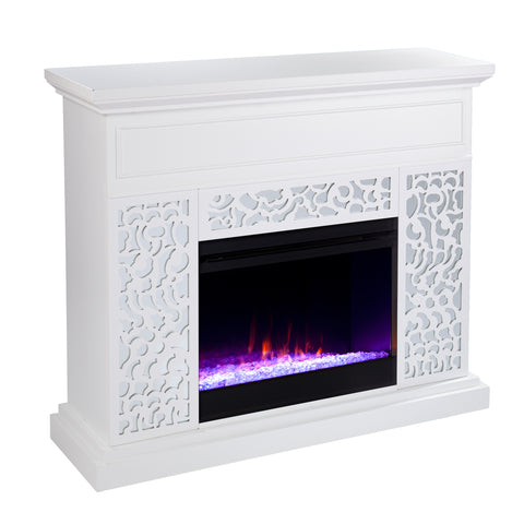 Image of Modern electric fireplace w/ mirror accents Image 4