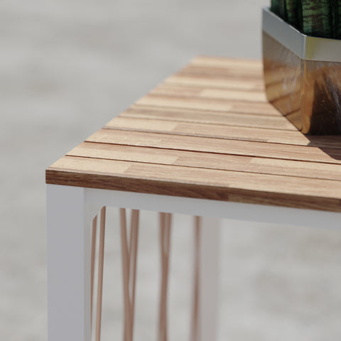 Image of Pair of slatted outdoor end tables Image 2