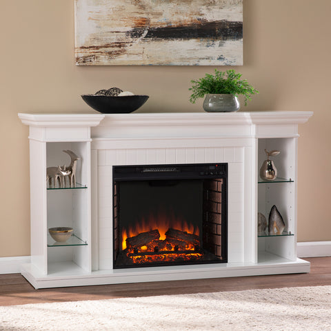 Image of Electric fireplace curio w/ storage Image 1