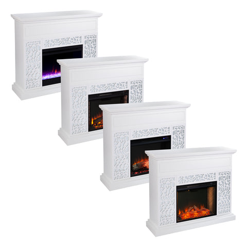 Image of Modern electric fireplace w/ mirror accents Image 8