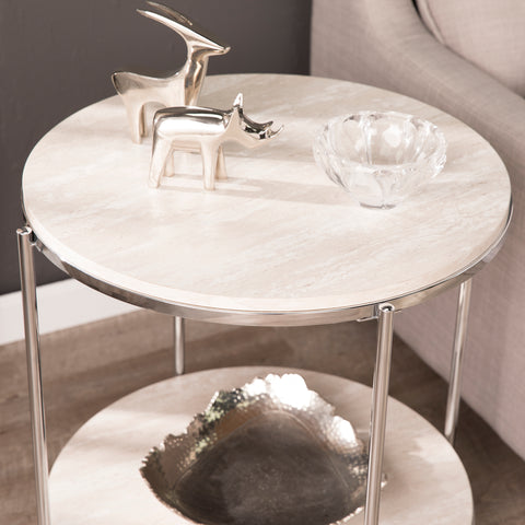 Image of Silas Round Faux Stone End Table