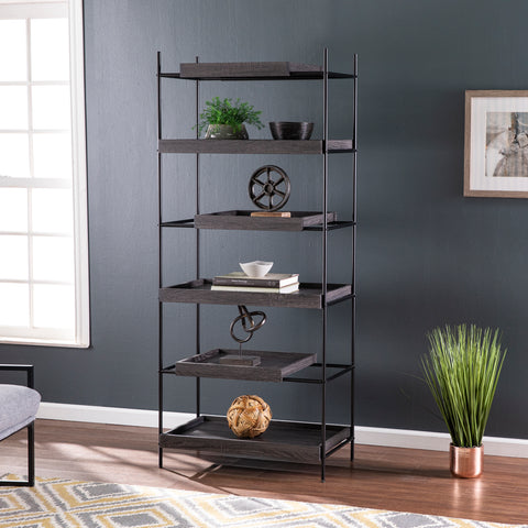 Image of Modern bookshelf w/ unique display storage Image 1