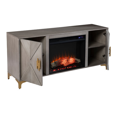 Image of Fireplace media console w/ storage Image 2