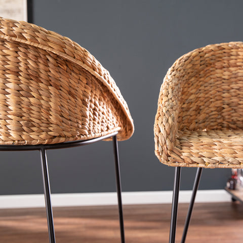 Image of Pair of water hyacinth bar stools Image 2