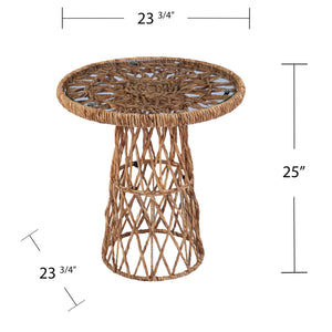 Round accent table w/ inset glass top Image 6