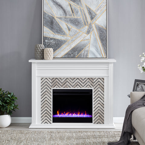 Image of Fireplace mantel w/ authentic marble surround Image 1