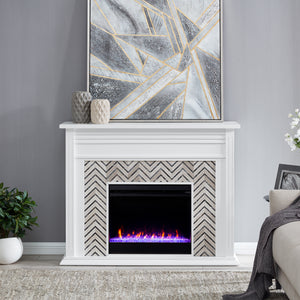 Fireplace mantel w/ authentic marble surround Image 1