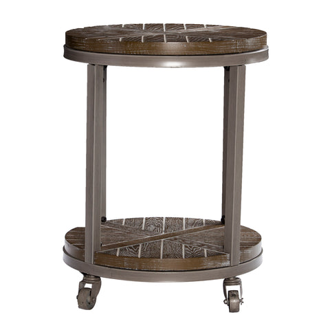 Image of Goes anywhere round side table w/ display shelf Image 2