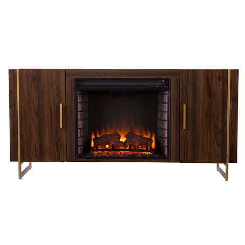 Image of Fireplace media console w/ gold accents Image 2