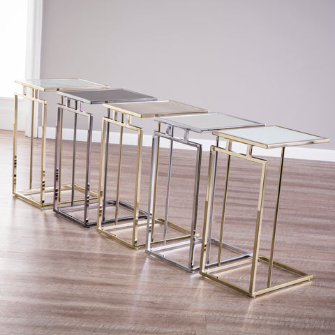 Image of Metal and glass tablet desk or snack table Image 3