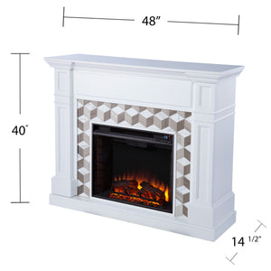 Classic electric fireplace w/ modern marble surround Image 7