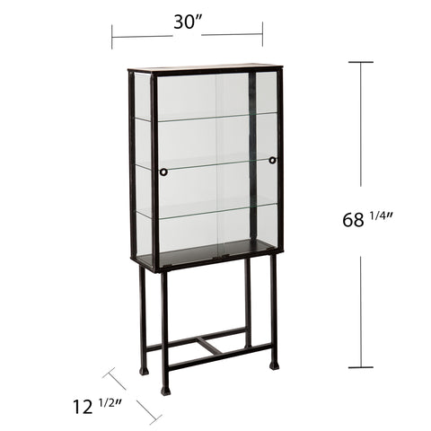 Image of Metal/Glass Sliding-Door Display Cabinet