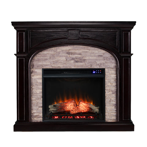 Image of Tanaya Touch Screen Electric Fireplace w/ Faux Stone