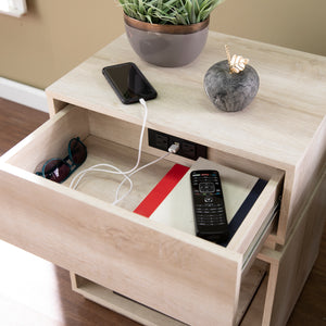 Storage end table with charging station Image 2