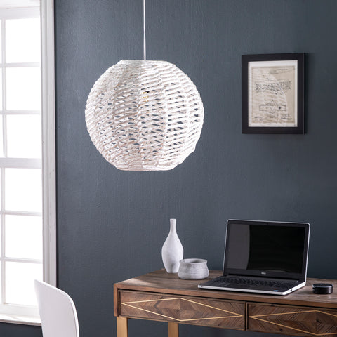 Image of Round, water hyacinth pendant shade Image 1