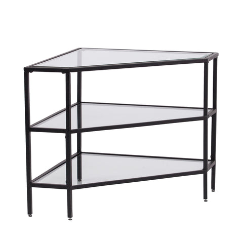 Image of Niles Metal/Glass Corner TV Stand - Black