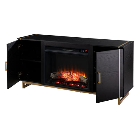 Image of Low-profile media fireplace w/ storage Image 5