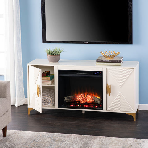 Image of Fireplace media console w/ storage Image 3