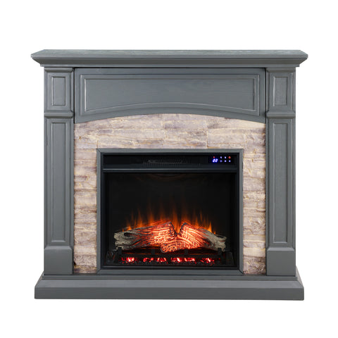 Image of Electric fireplace w/ faux stone surround Image 4