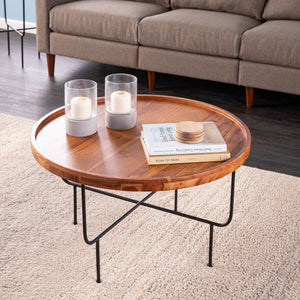 Round cocktail table w/ tray-top look Image 4