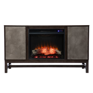 Fireplace media console w/ textured doors Image 3