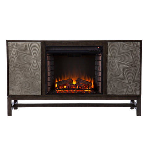 Image of Fireplace media console w/ textured doors Image 4