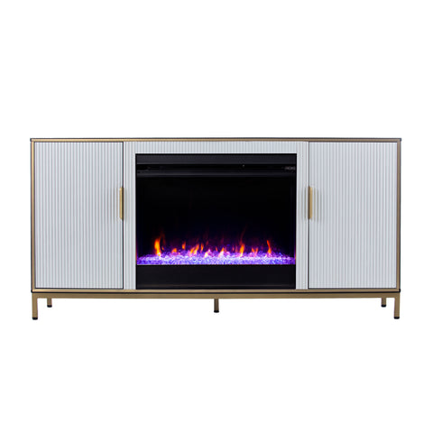 Image of Modern electric fireplace w/ media storage Image 6