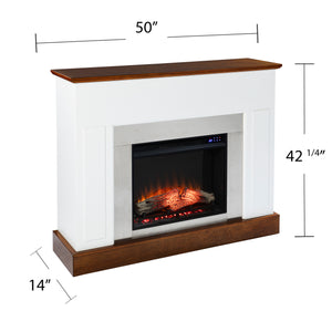 Sleek electric fireplace with metallic surround Image 6