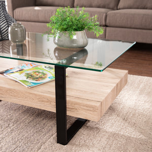 Glass-top coffee table w/ storage Image 2