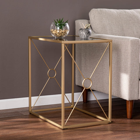 Image of End table w/ antiqued mirror tabletop Image 1