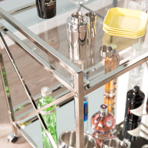 Glass-top bar cart w/ wheels Image 2