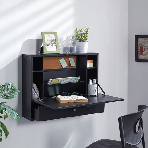 Image of Wall Mount Laptop Desk - Universal Style - Black