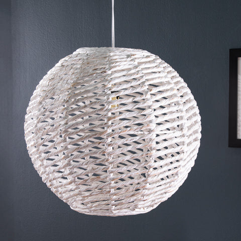 Image of Round, water hyacinth pendant shade Image 2