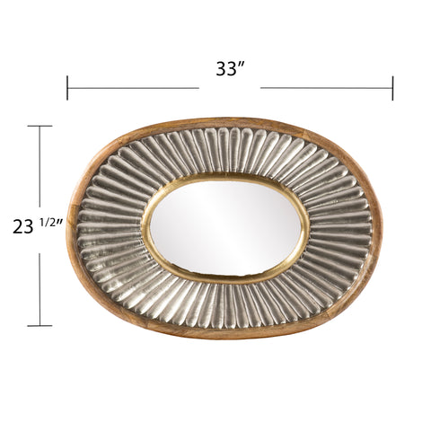 Image of Oval mirror w/ handcrafted frame Image 6