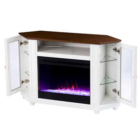 Image of Two-tone color changing fireplace w/ media storage Image 9