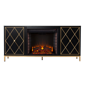 Electric media fireplace w/ modern gold accents Image 3